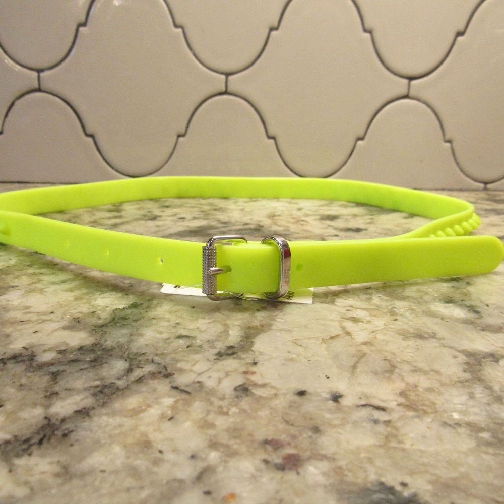 New Christian Louboutin $290 Loubispikes Fluorescent green Belt 30"-34"